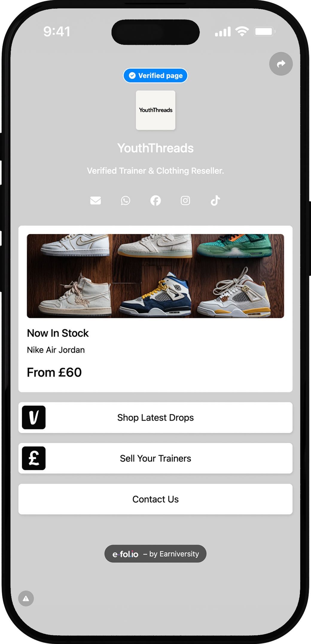 Screenshot of biolink page examples